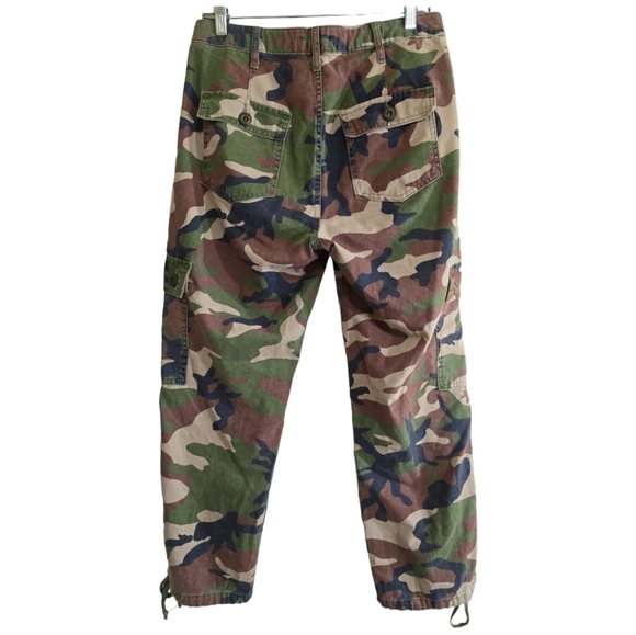 Urban Outfitters Authentic Camo Cargo Pants 8 Ankle Ties Pockets Grunge - Picture 7 of 9
